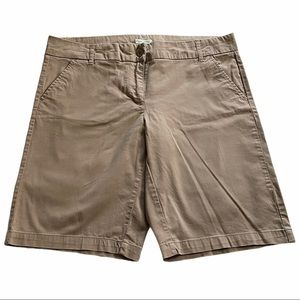 PER SE Shorts Low Rise Flat Front Tan Khaki Size 10